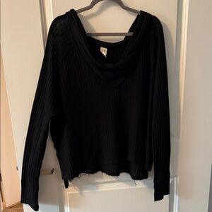 We The Free Black Raglan Knit Top